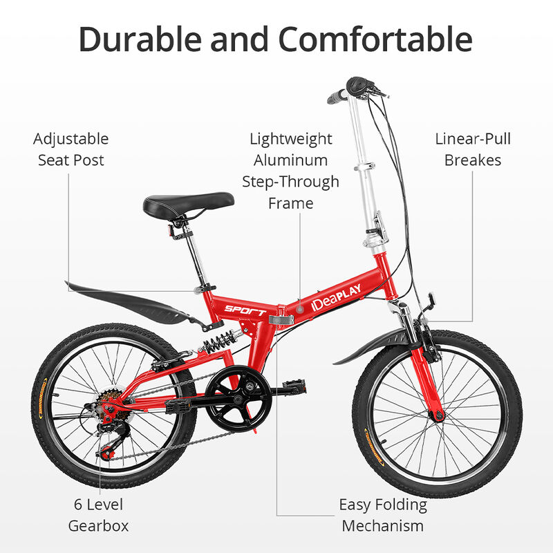 IDEAPLAY P11 20" 6-Speed Adult Folding Bike image number 6