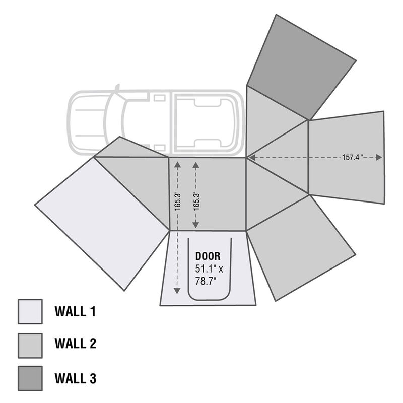 Overland Vehicle Systems Nomadic 270 Awning Wall 2, Driver Side, Dark Gray image number 2